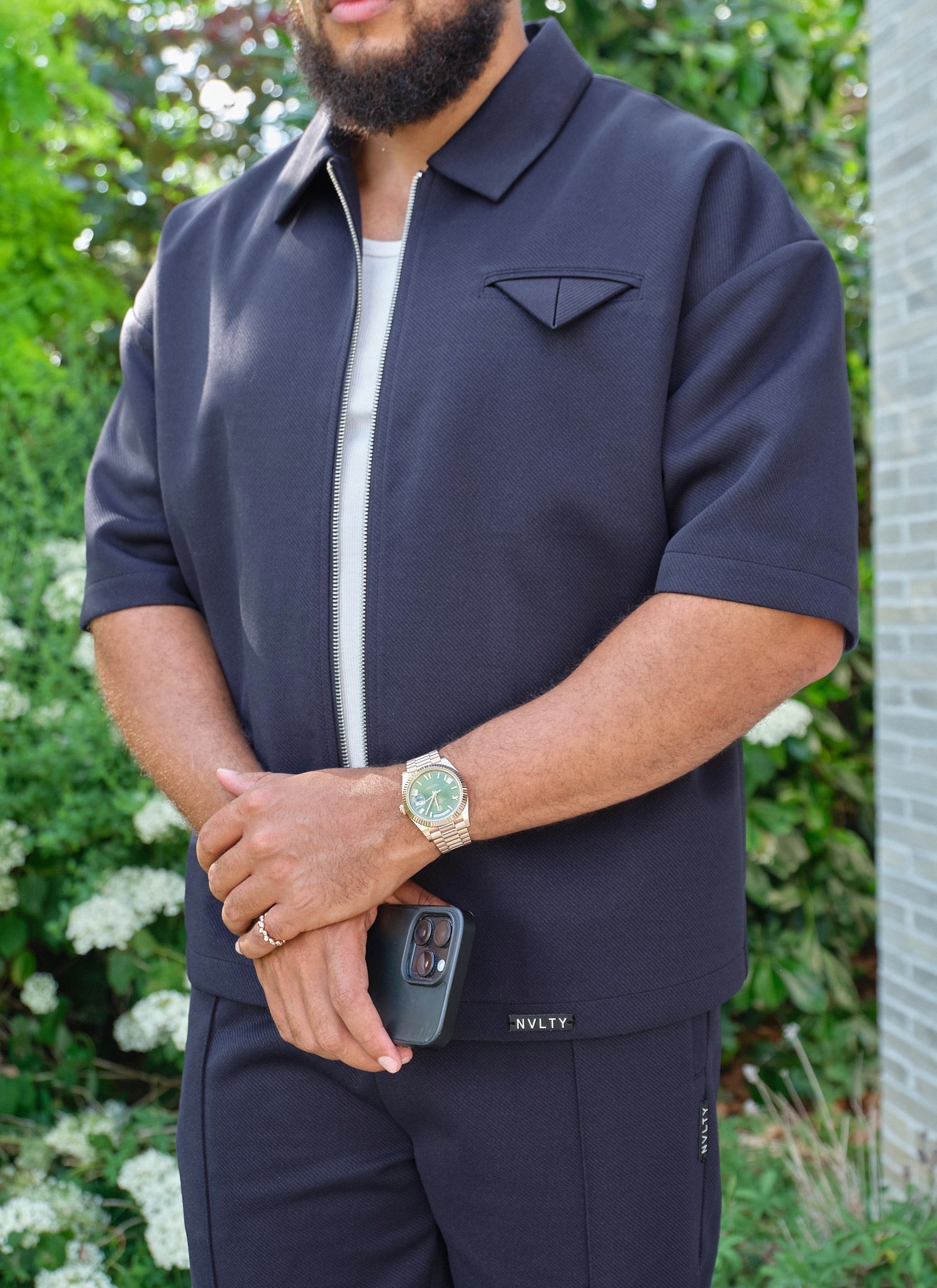 Twill Pocket Square Shirt - Navy