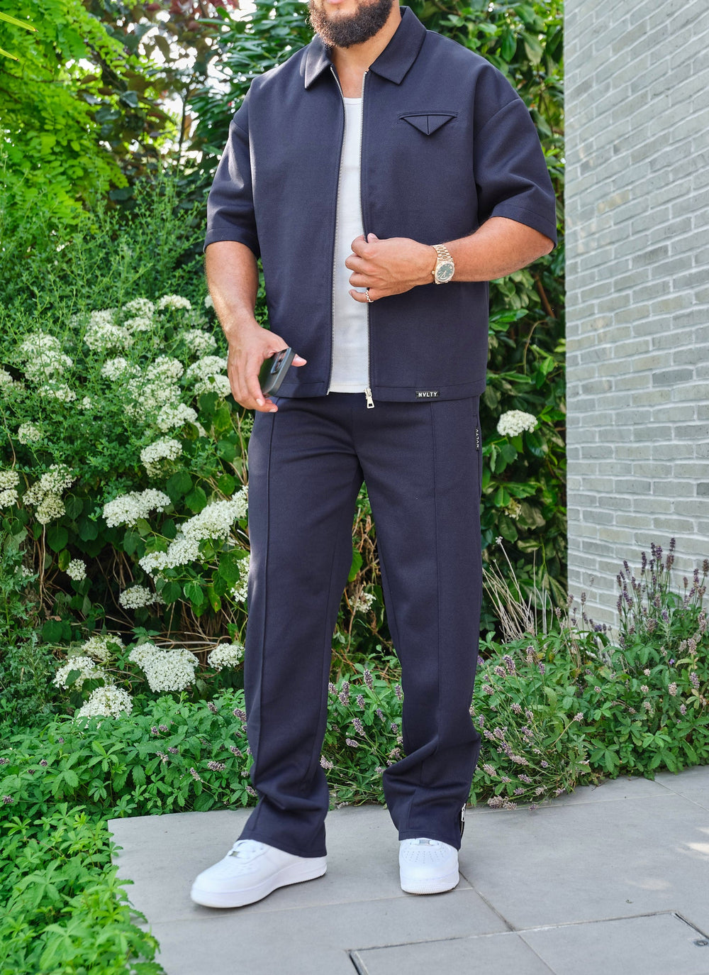 Twill Pleat Pants - Navy