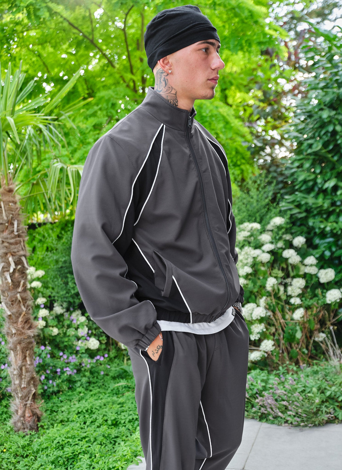 Athletic Track Jacket - Grey