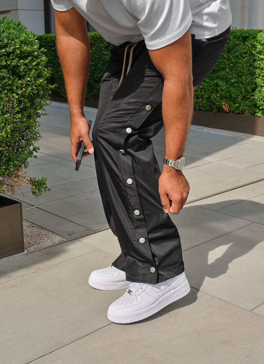 Nylon Snapper Track Pants - Black