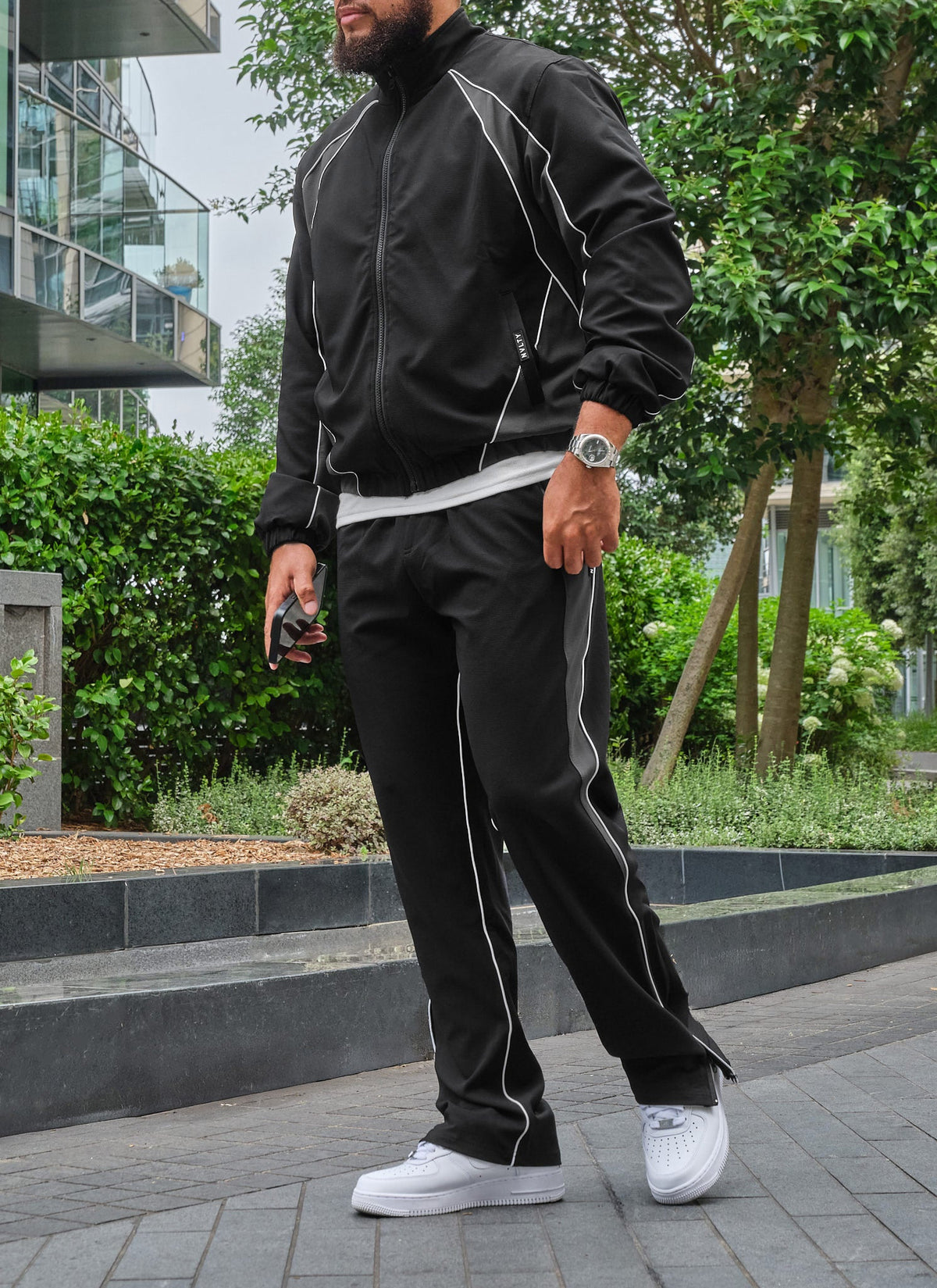 Athletic Track Jacket - Black