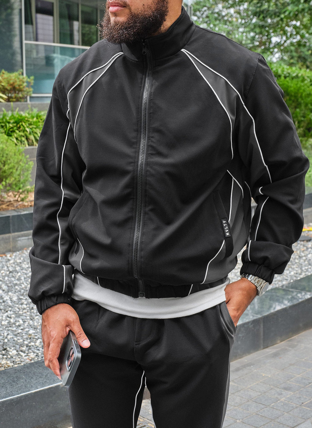 Athletic Track Jacket - Black