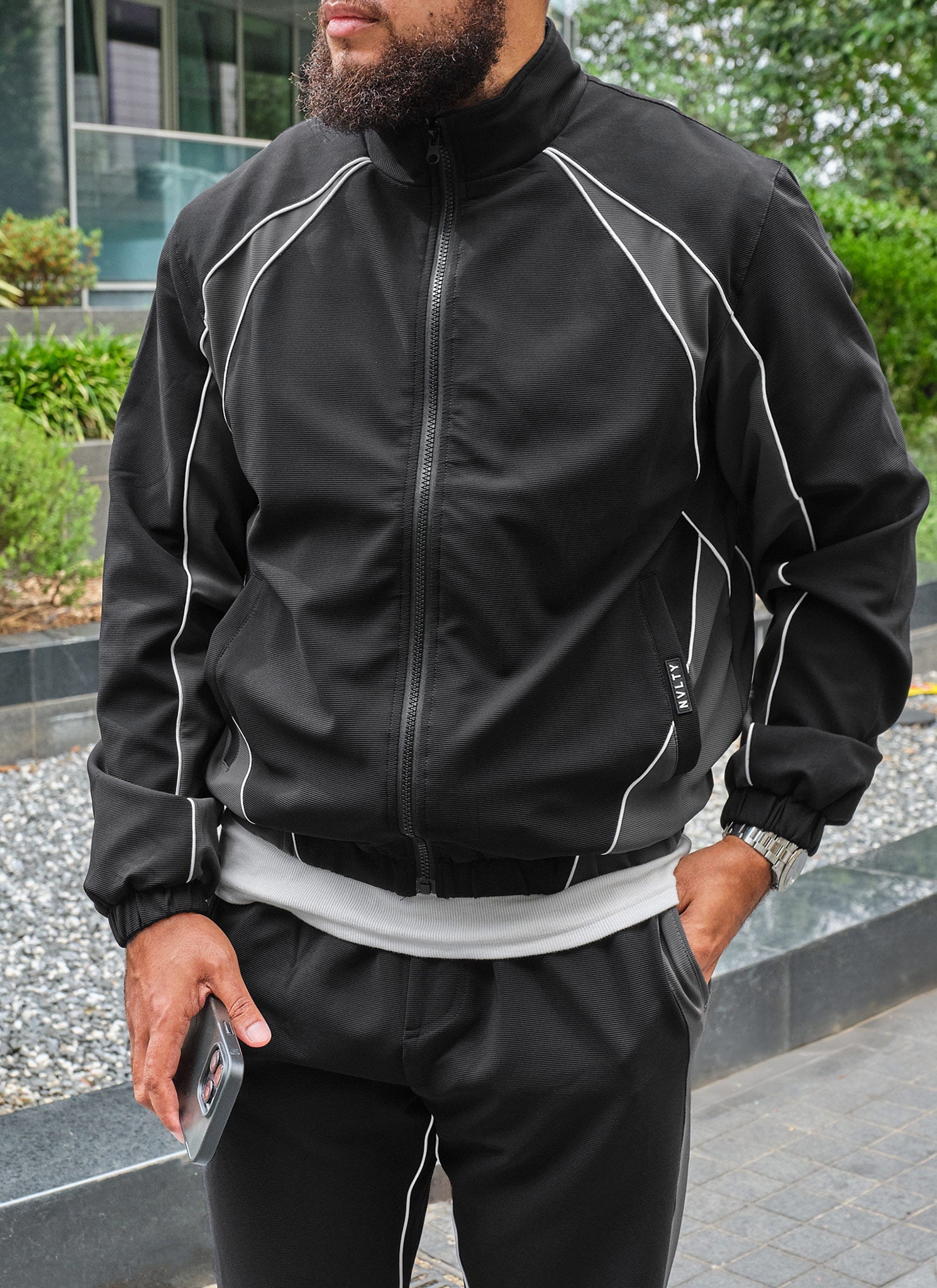 Athletic Track Jacket - Black
