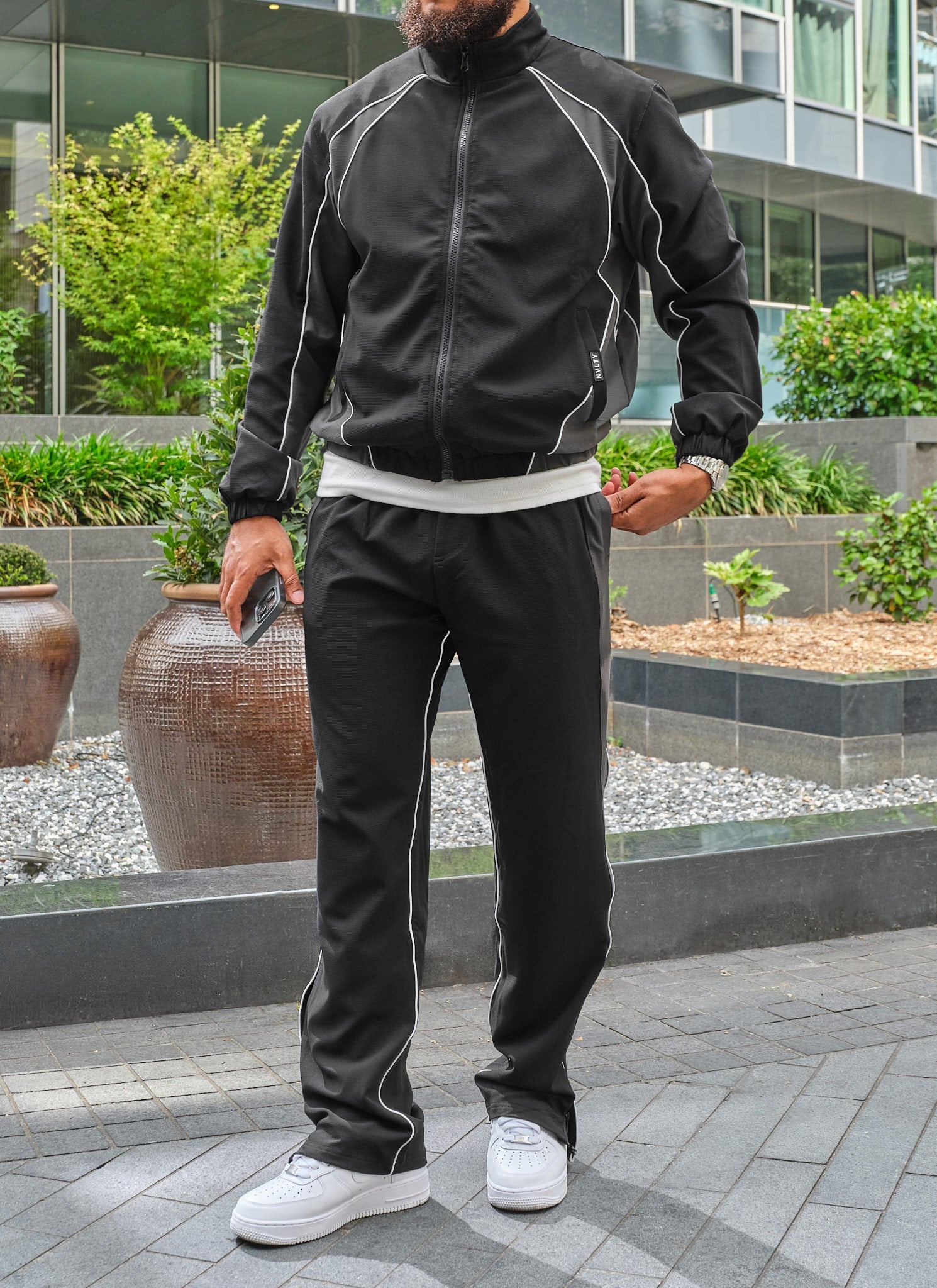Athletic Track Jacket - Black