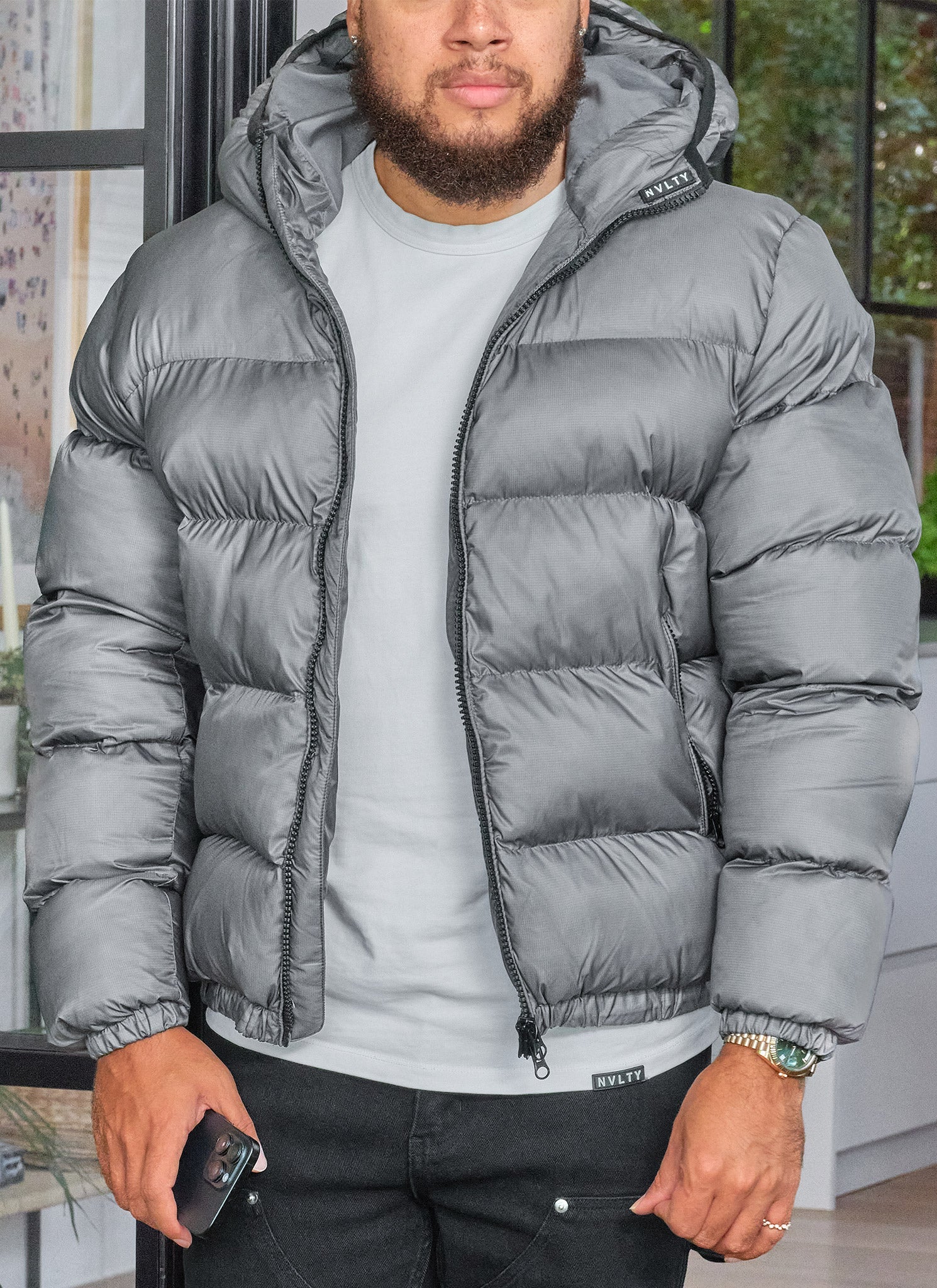 Luxe Puffer Jacket - Charcoal Grey