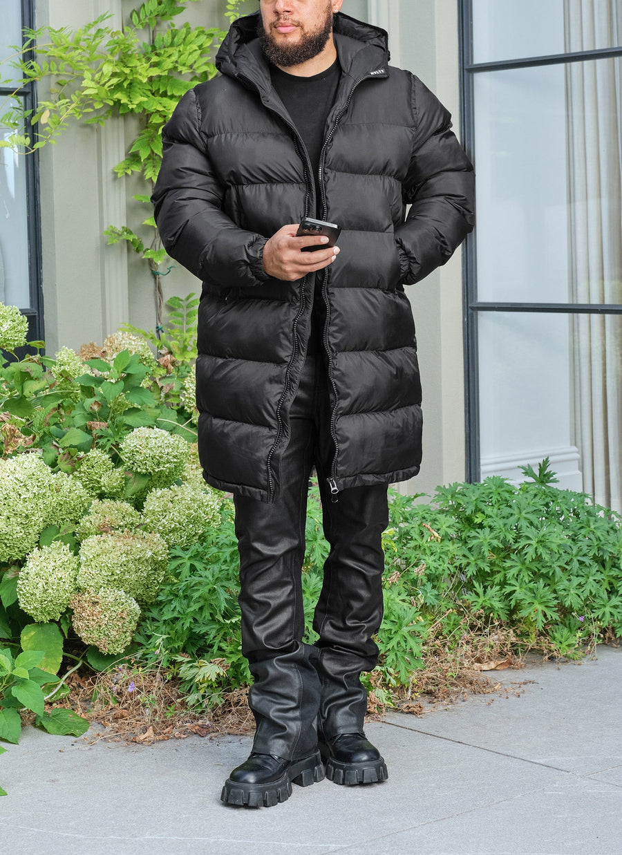 Luxe Long Puffer Jacket - Black