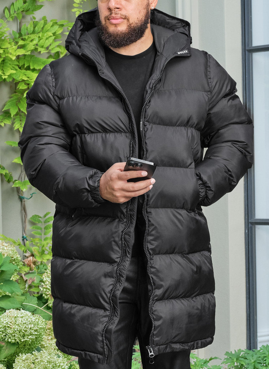 Luxe Long Puffer Jacket - Black