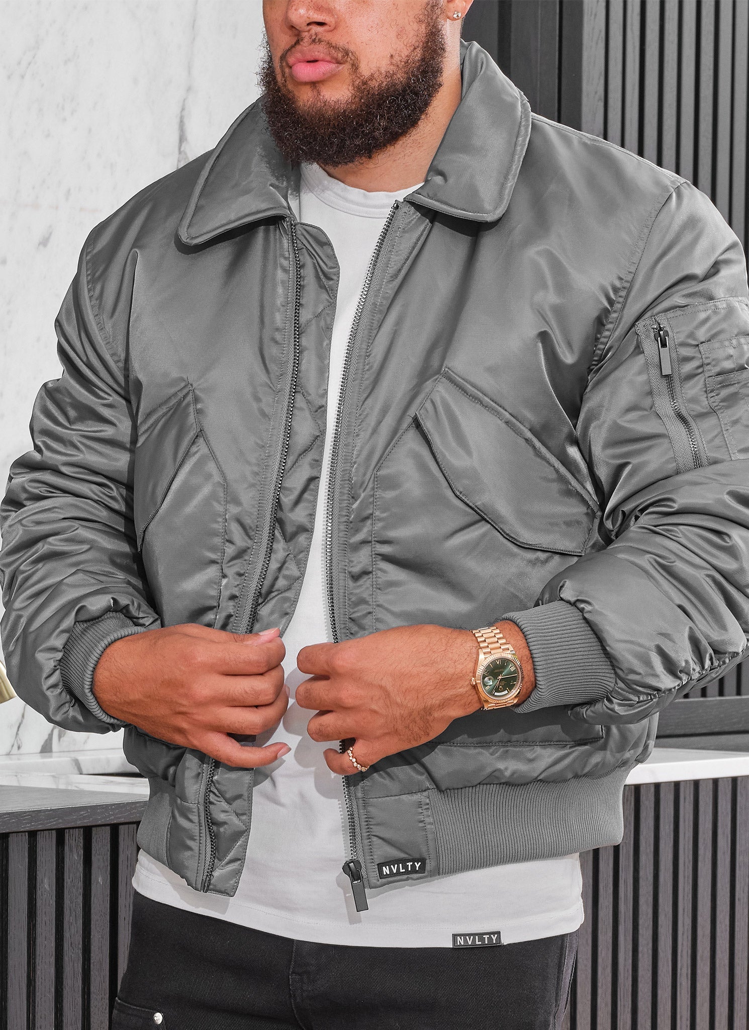 Aviator Flight Jacket - Grey