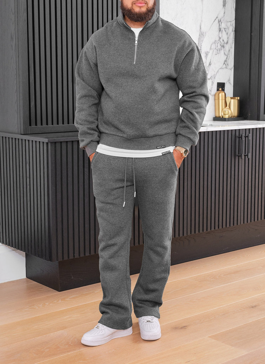 Heavyweight Luxe Quarter Zip - Charcoal Grey
