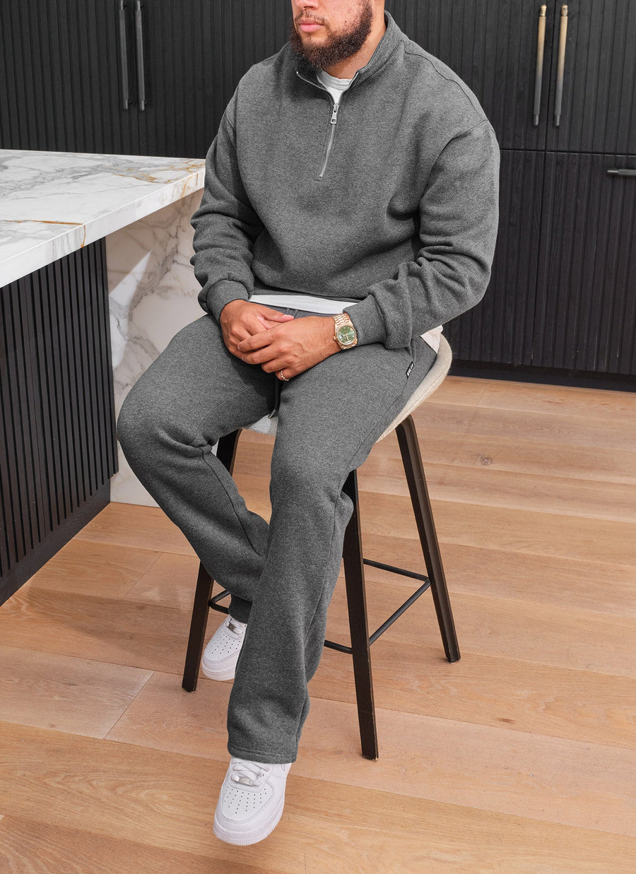 Heavyweight Luxe Quarter Zip - Charcoal Grey