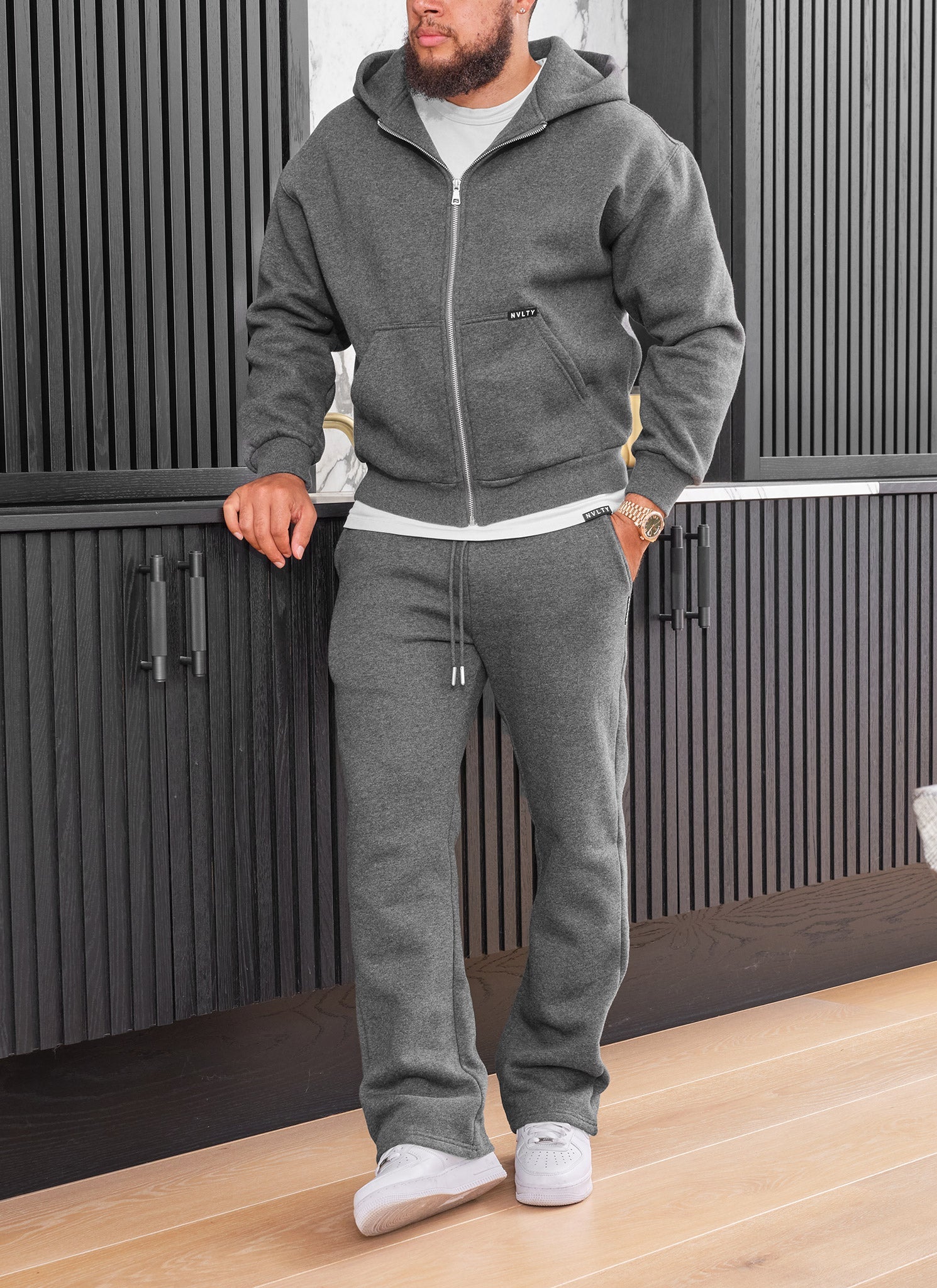 Heavyweight Luxe Zip Hoodie - Charcoal Grey