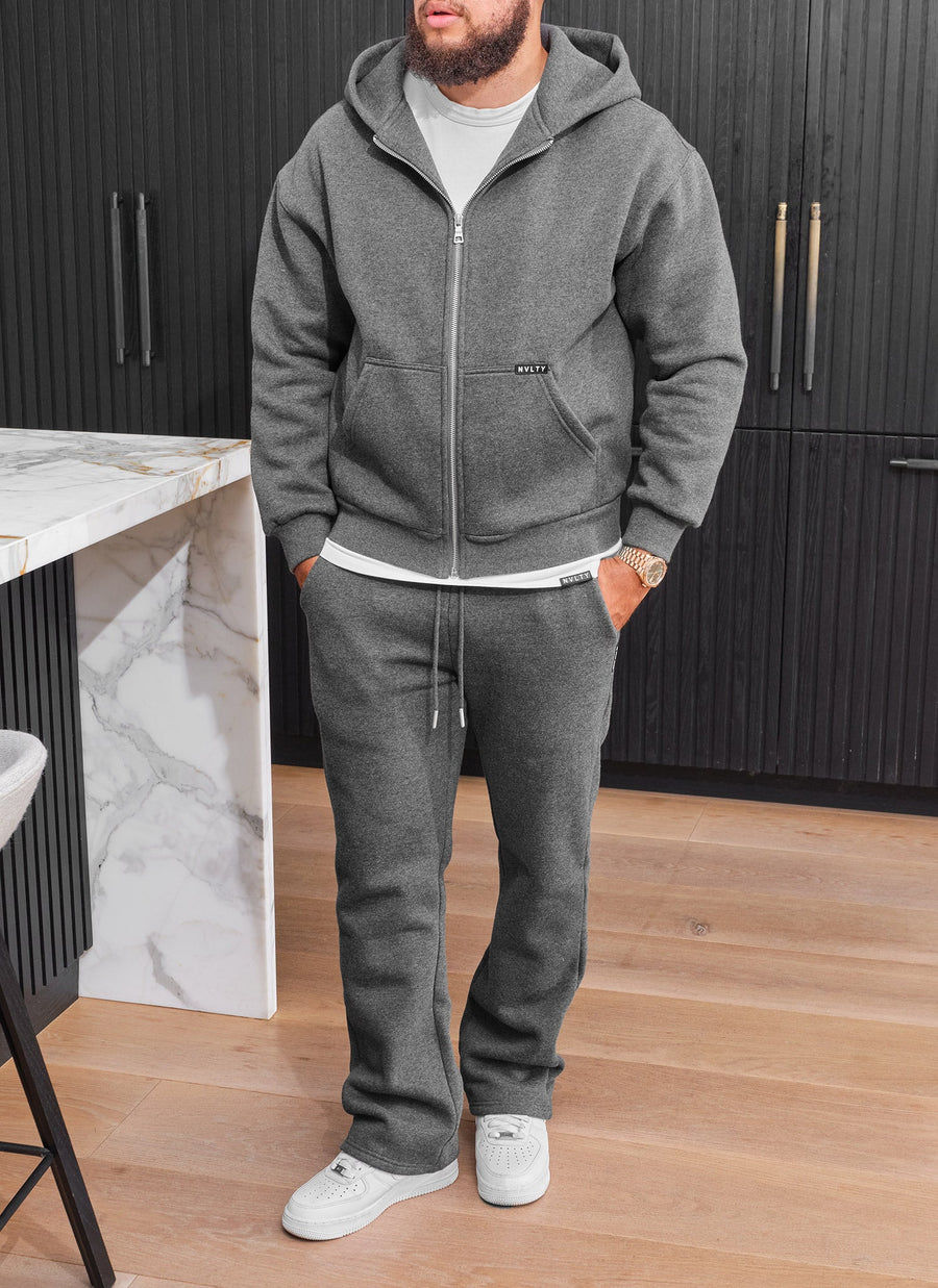 Heavyweight Luxe Zip Hoodie - Charcoal Grey
