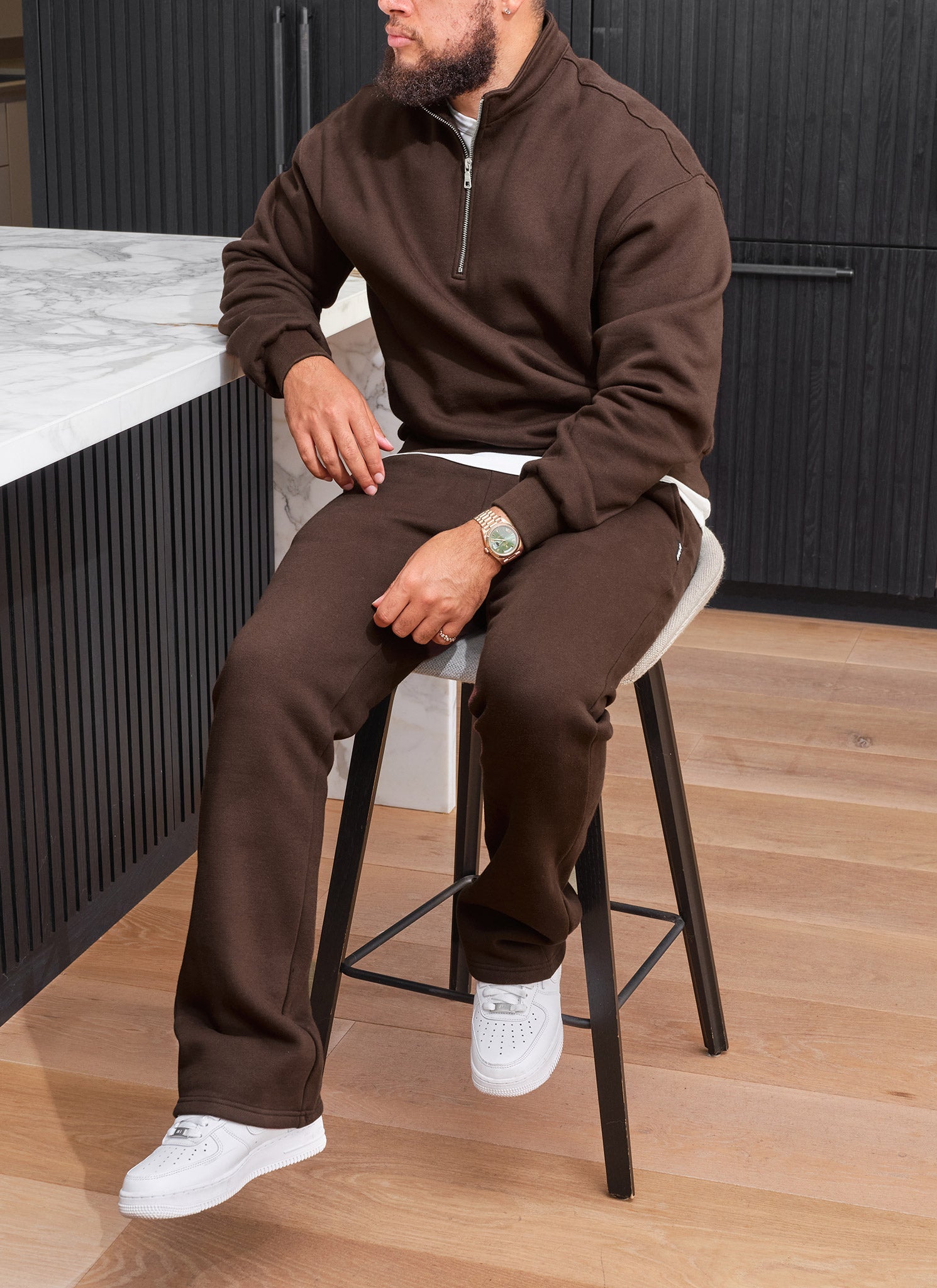 Heavyweight Luxe Quarter Zip - Brown