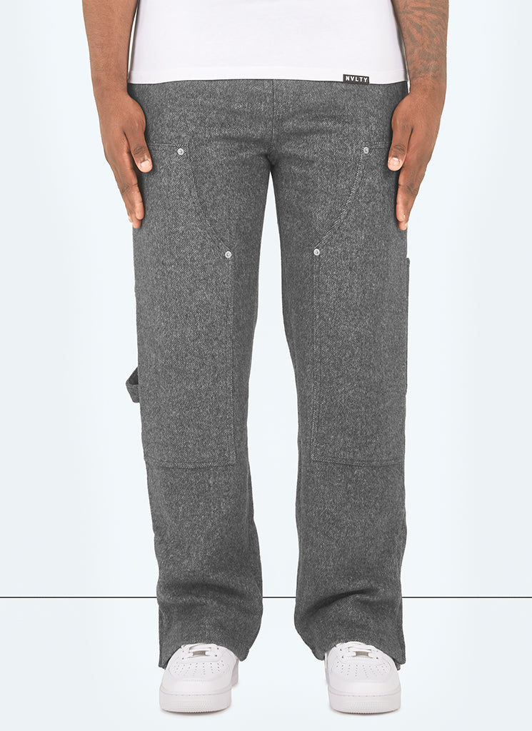 Carpenter-Nietenhose aus schwerer Wolle - Grau