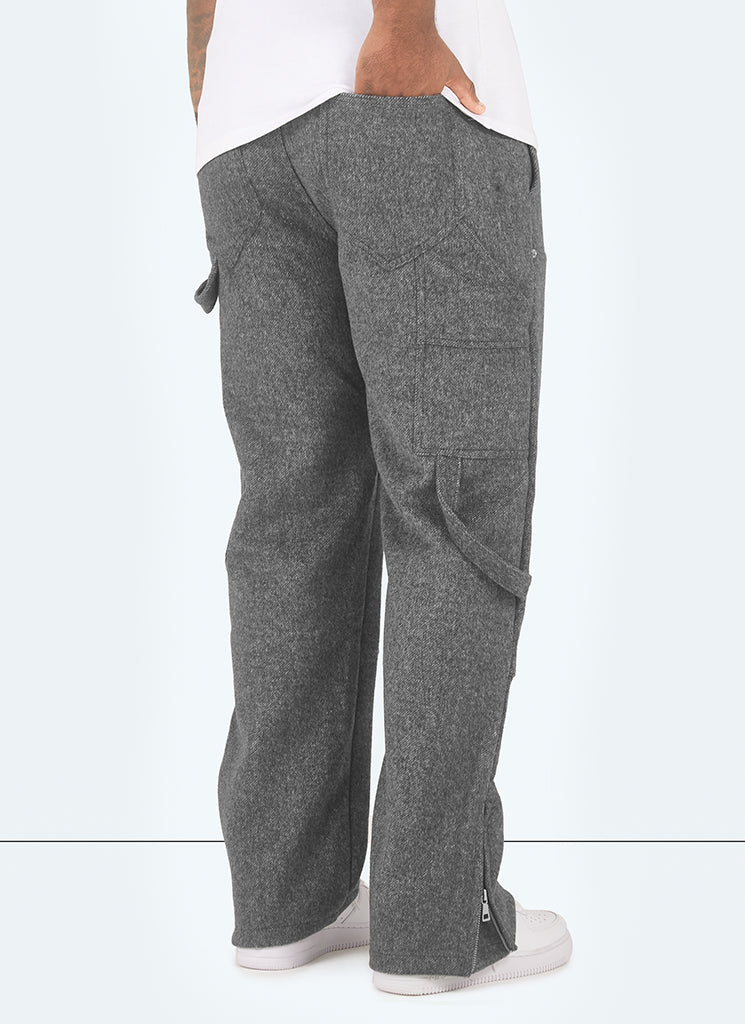 Carpenter-Nietenhose aus schwerer Wolle - Grau
