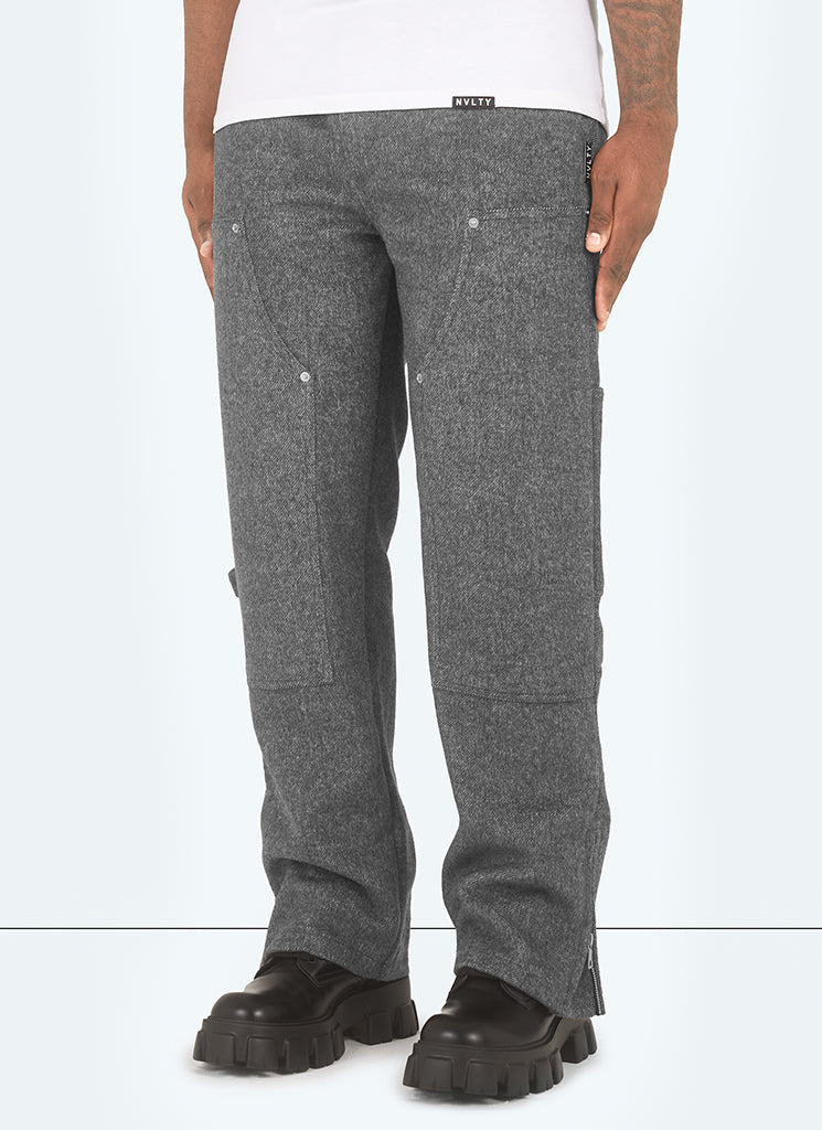 Carpenter-Nietenhose aus schwerer Wolle - Grau