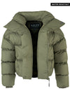 Vintage Shawl Collar Puffer Jacket - Khaki