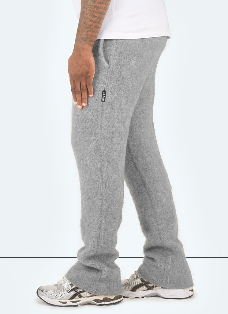 Jogginghose aus Mohair mit ausgestelltem Bein - Grau