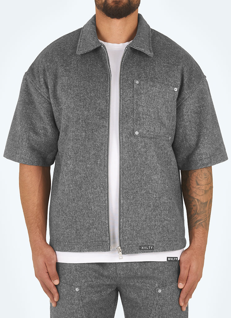 Heavyweight Wool Rivet Shirt - Grey