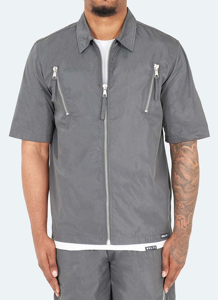 Nylon Zipper Shirt - Grey