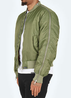 Schwere Bomberjacke mit Reißverschluss - Khaki