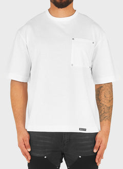 Schweres T-Shirt mit kastenförmigen Nieten - Weiß