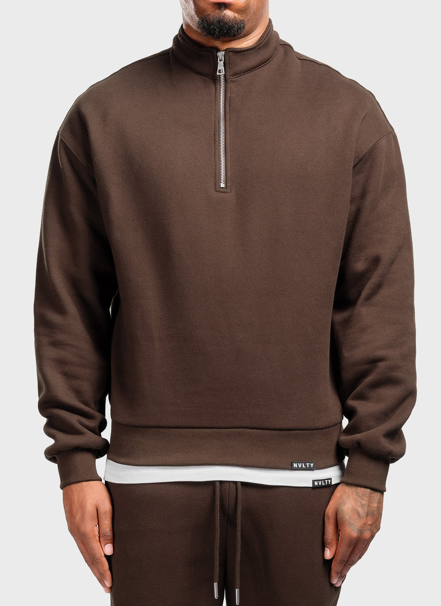 Heavyweight Luxe Quarter Zip - Brown