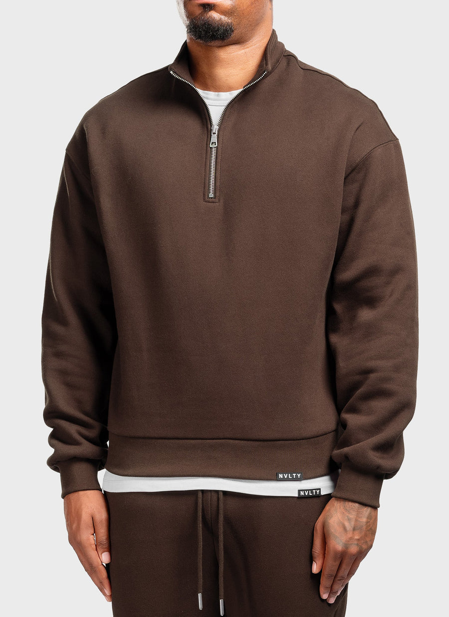 Heavyweight Luxe Quarter Zip - Brown