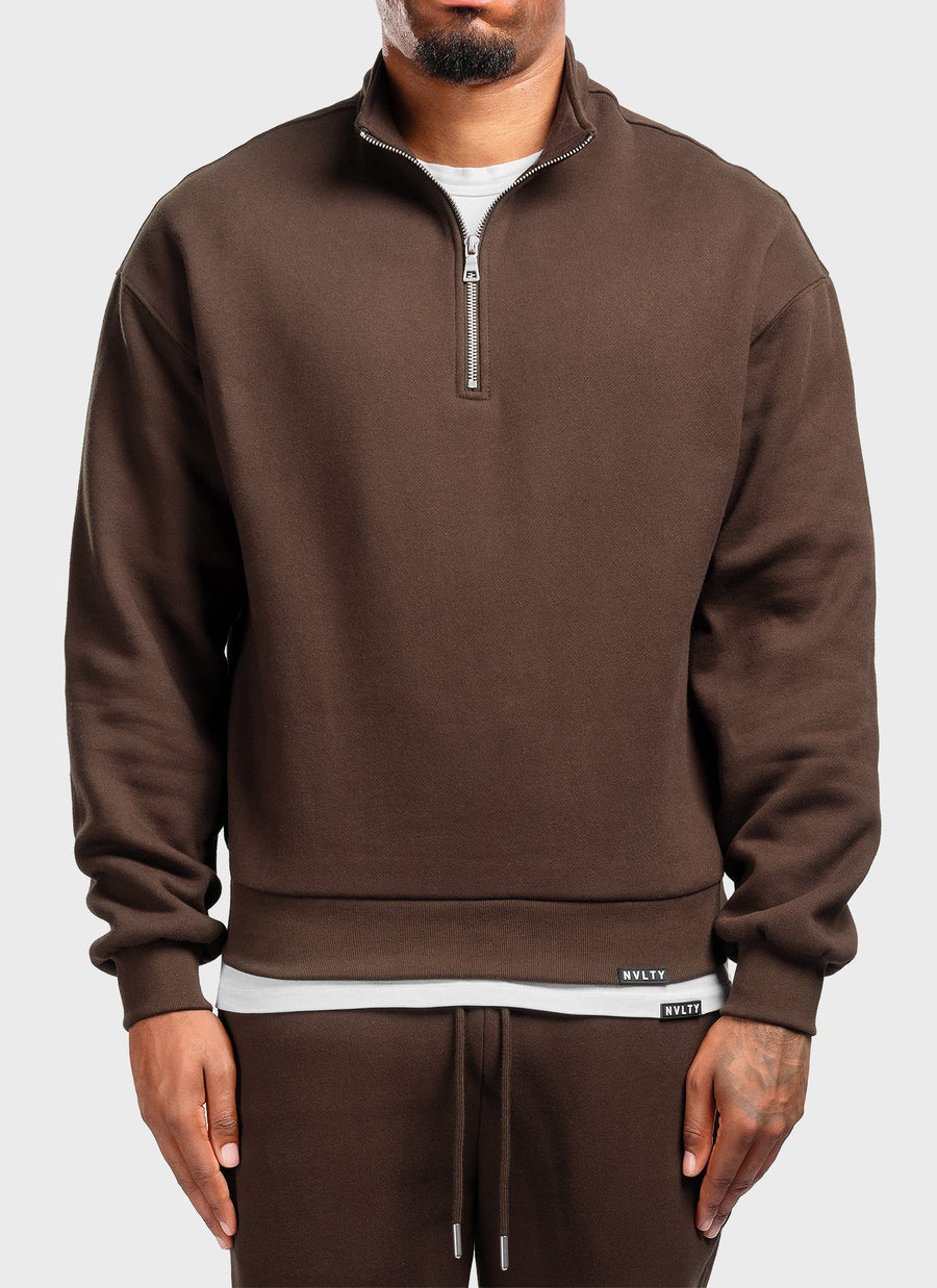 Heavyweight Luxe Quarter Zip - Brown