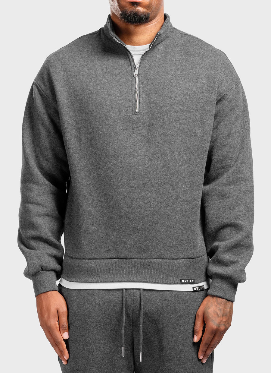 Heavyweight Luxe Quarter Zip - Charcoal Grey
