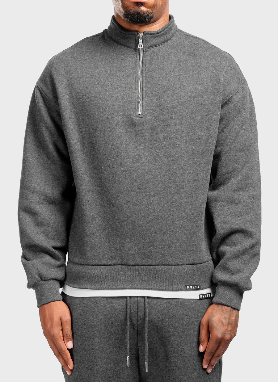 Heavyweight Luxe Quarter Zip - Charcoal Grey
