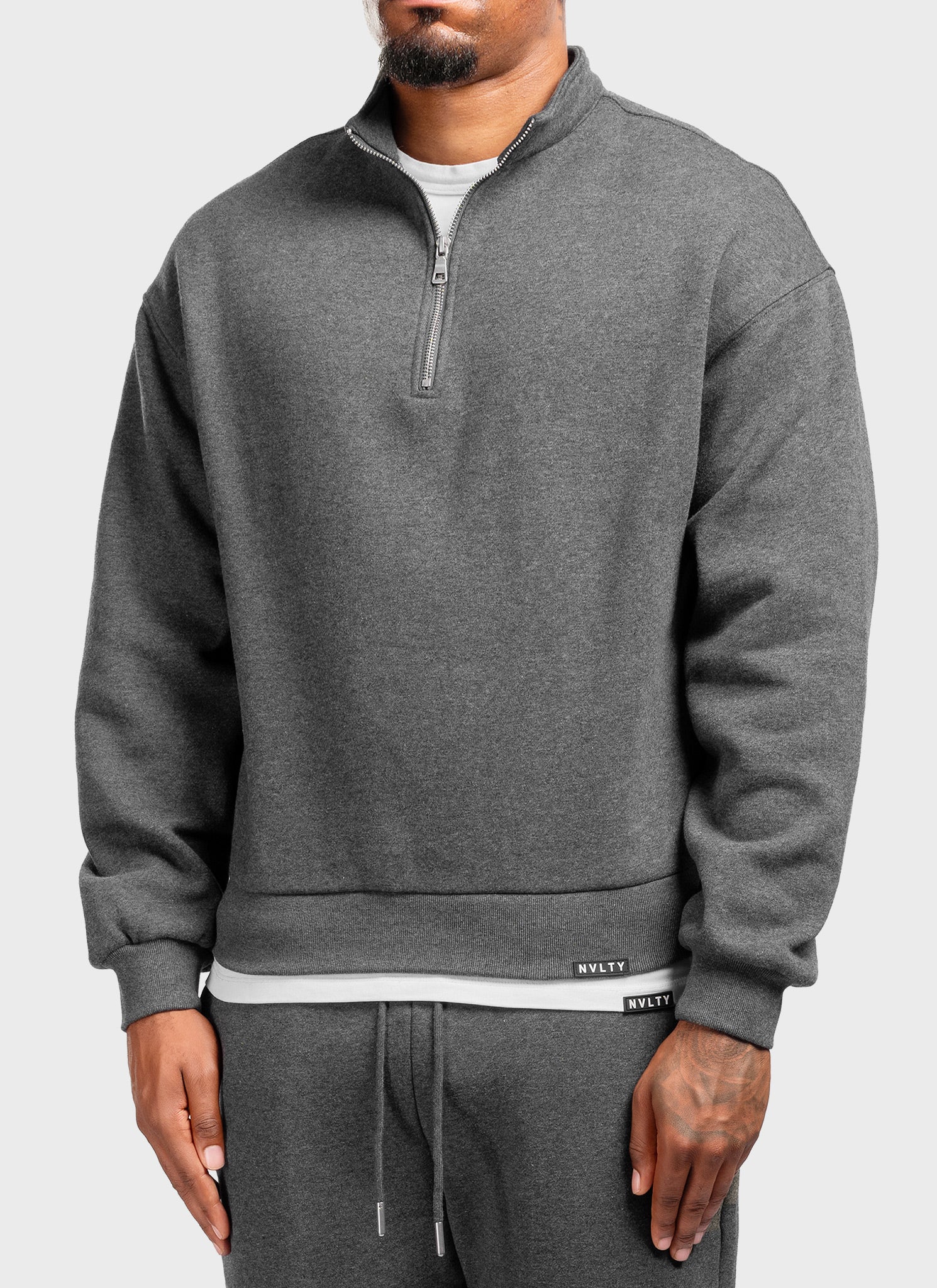 Heavyweight Luxe Quarter Zip - Charcoal Grey