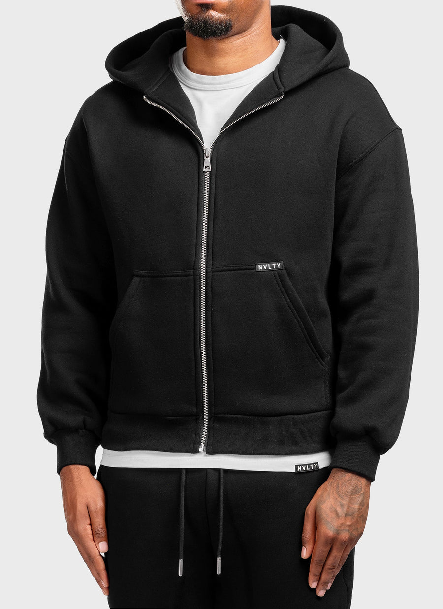 Heavyweight Luxe Zip Hoodie - Black