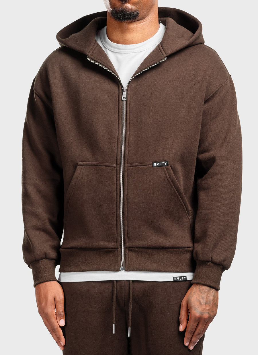 Heavyweight Luxe Zip Hoodie - Brown