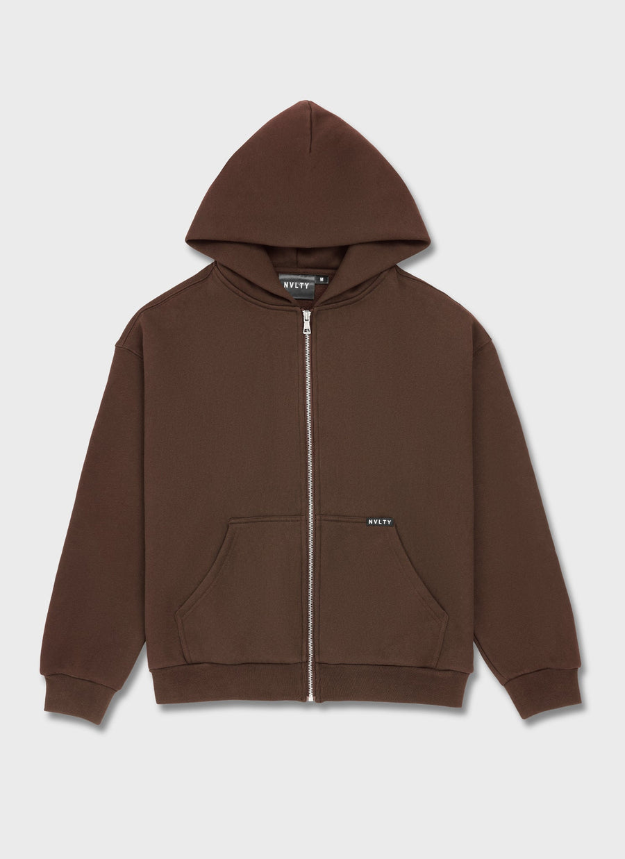 Heavyweight Luxe Zip Hoodie - Brown