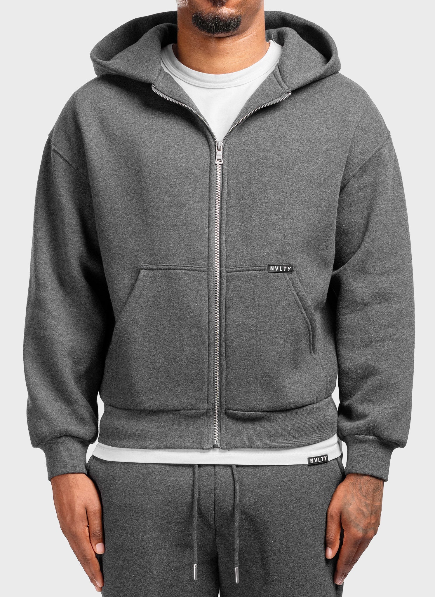 Heavyweight Luxe Zip Hoodie - Charcoal Grey
