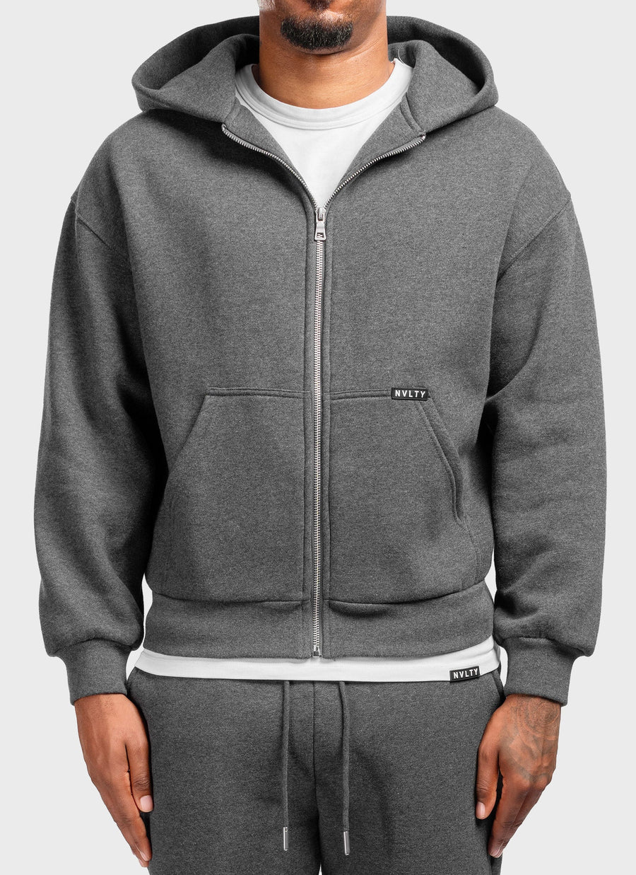 Heavyweight Luxe Zip Hoodie - Charcoal Grey