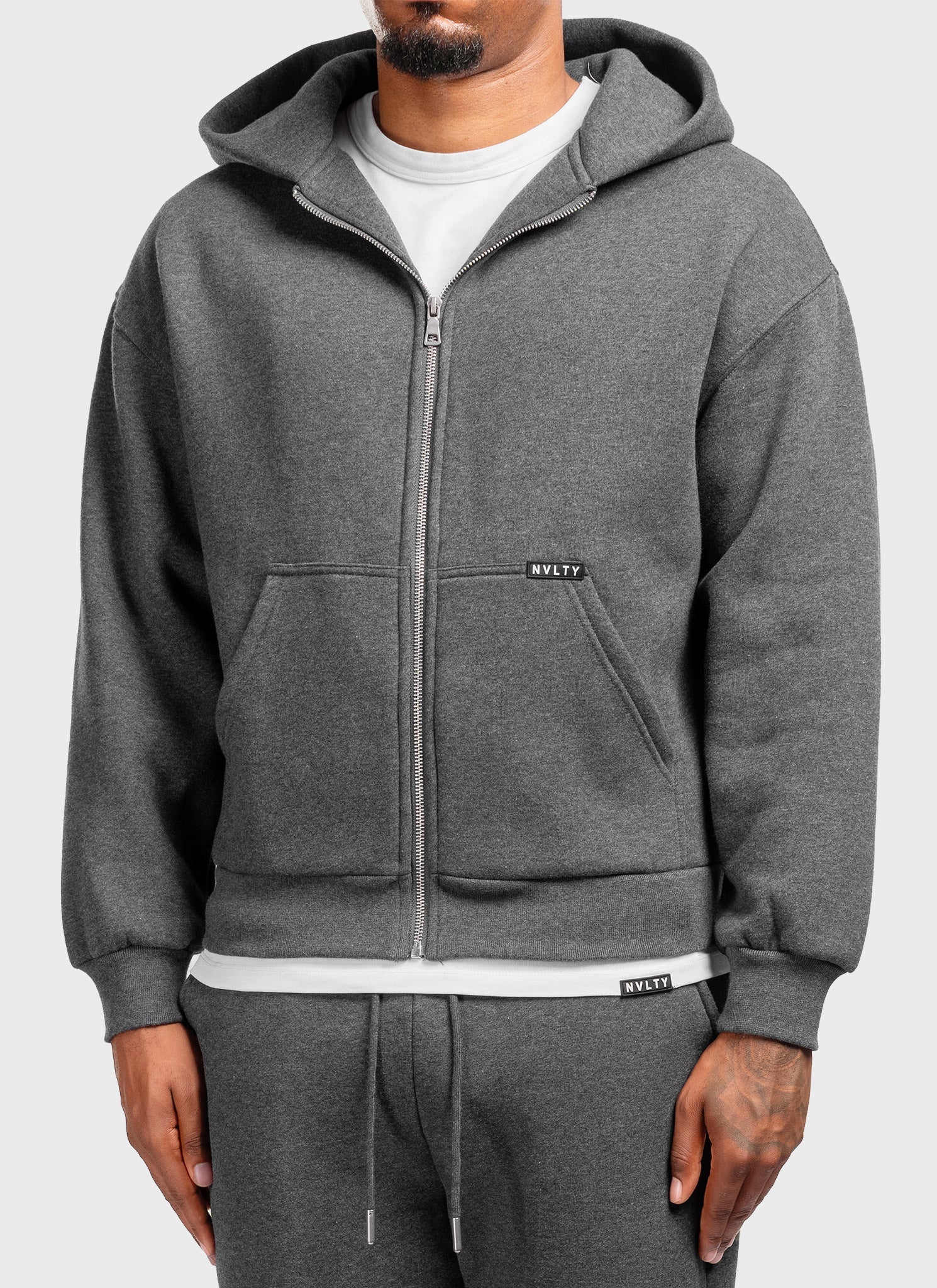 Heavyweight Luxe Zip Hoodie - Charcoal Grey