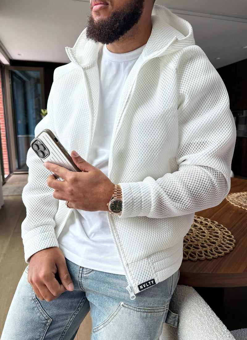 Jacke aus strukturiertem Scuba-Netzgewebe - Weiß