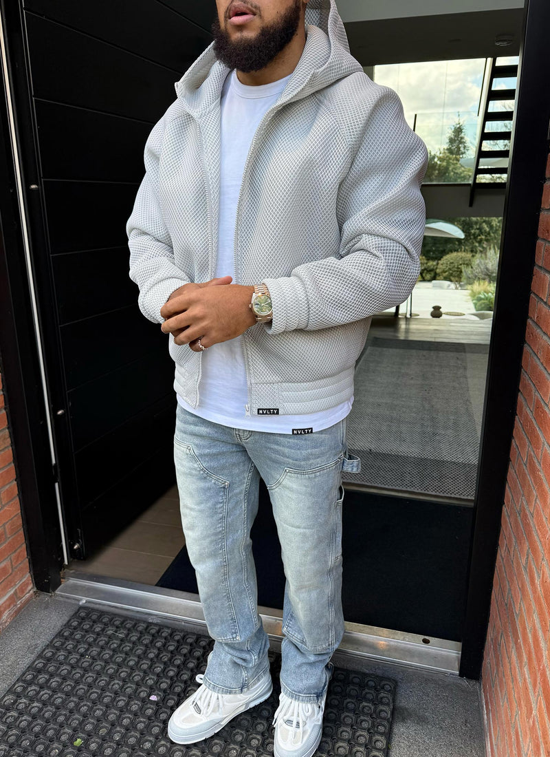 Strukturierte Scuba-Mesh-Jacke - Grau