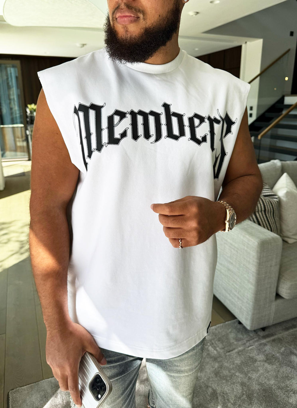 Members Arc Ärmelloses T-Shirt - Weiß