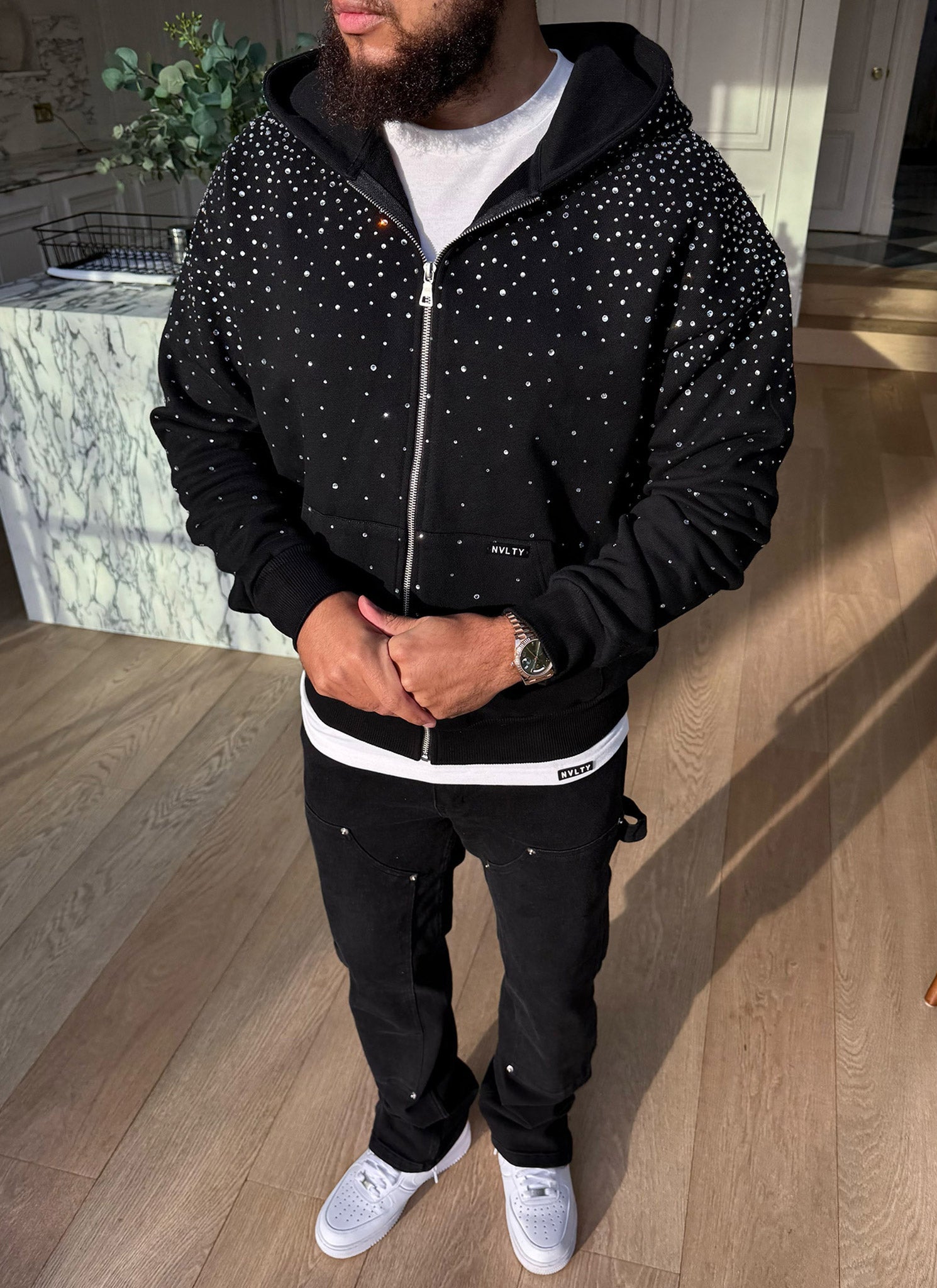 Vintage Flooded VVS Zip Hoodie - Black