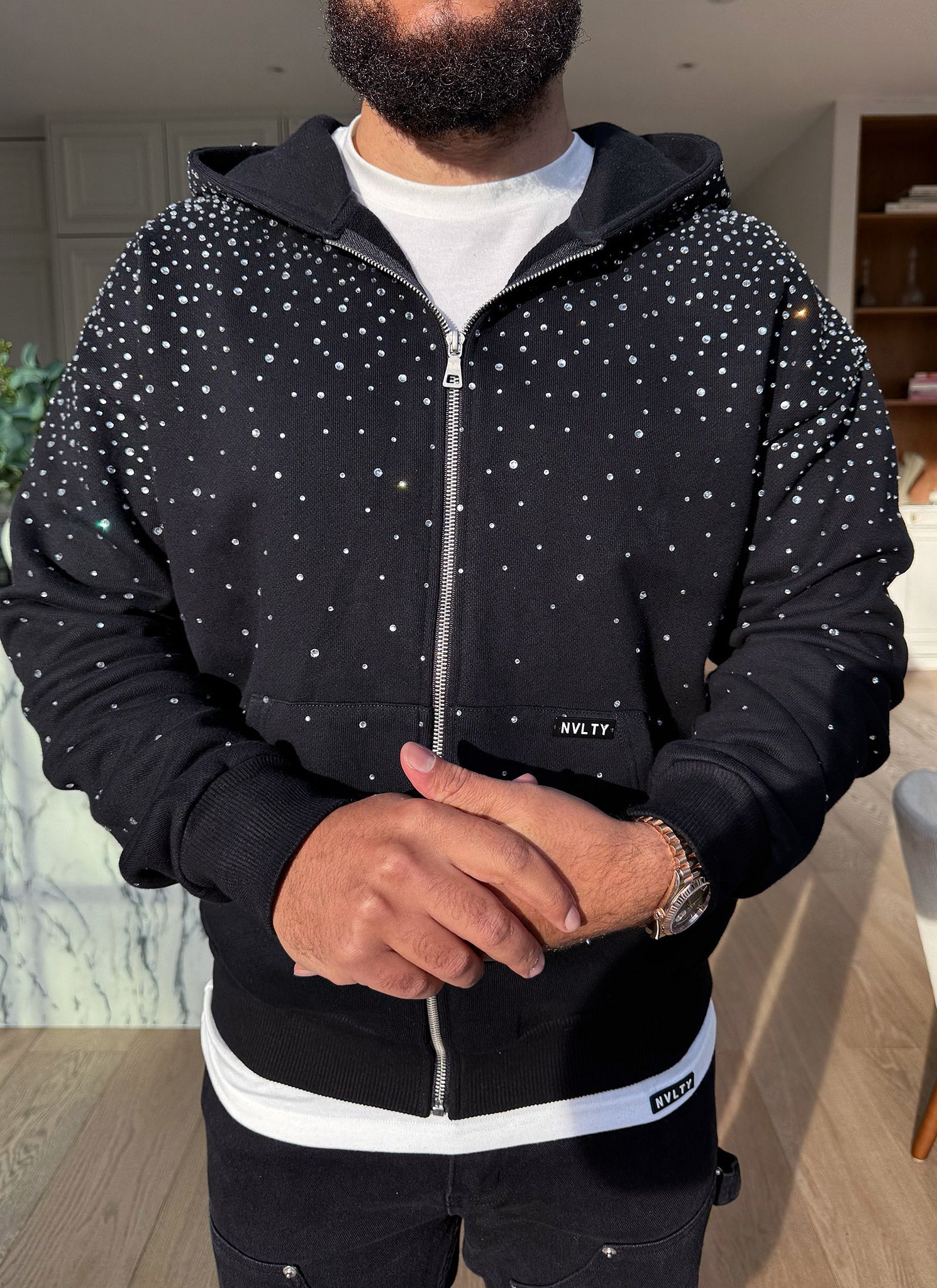 Vintage Flooded VVS Zip Hoodie - Black