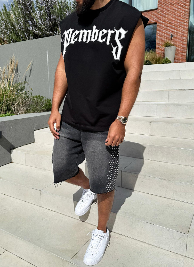 Members Arc Sleeveless T-Shirt - Black