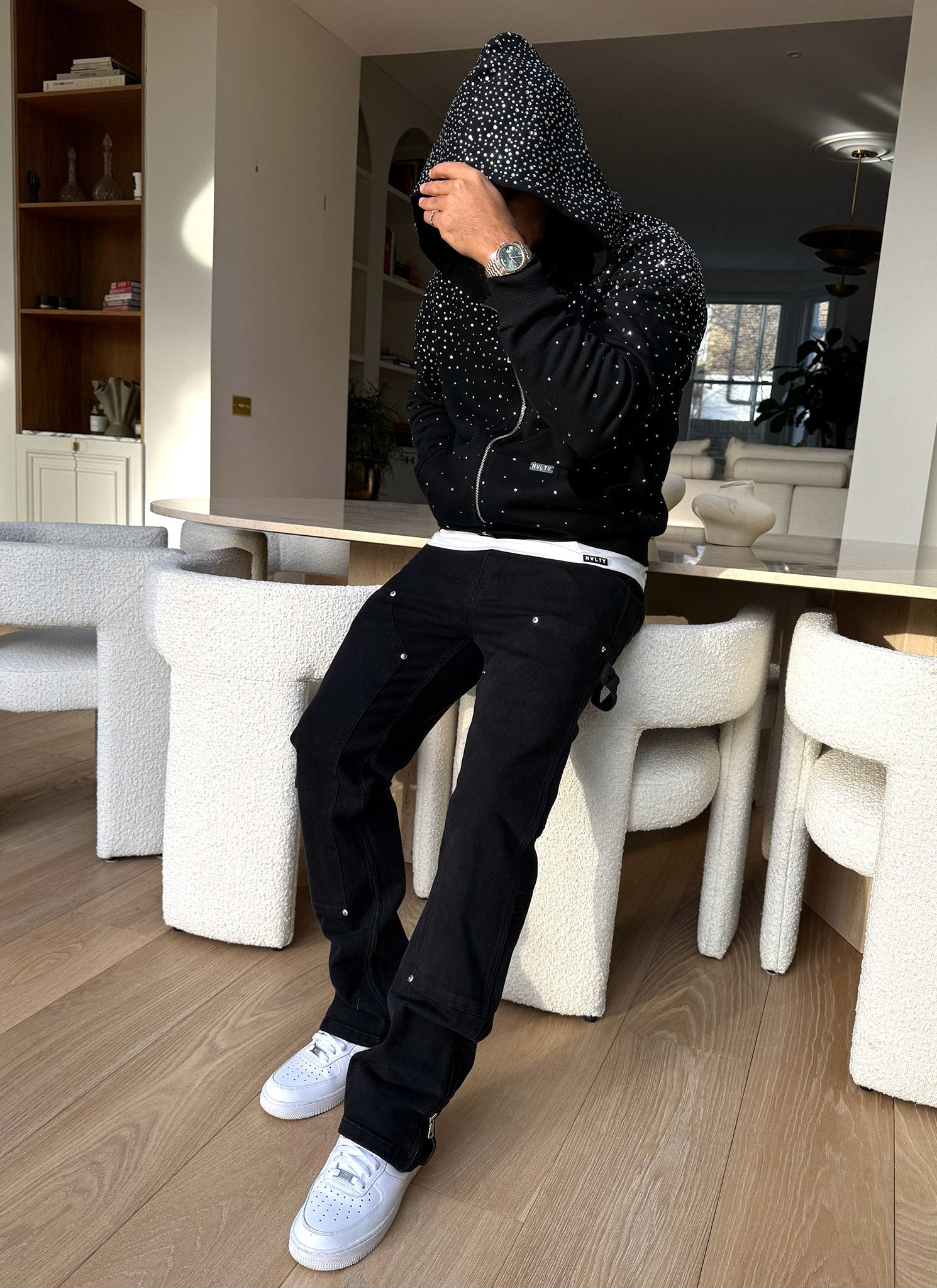 Vintage Flooded VVS Zip Hoodie - Black