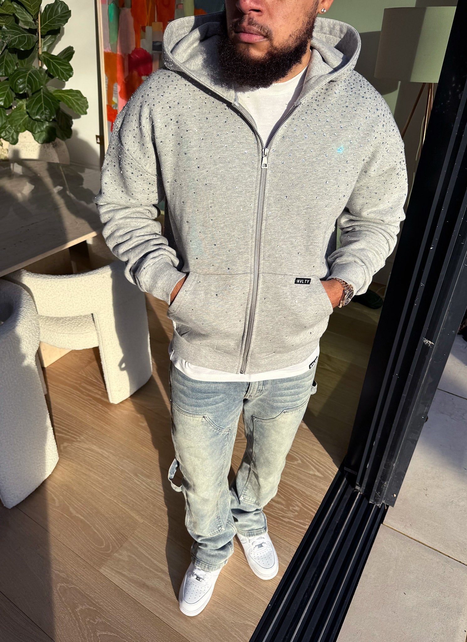 Vintage Flooded VVS Zip Hoodie - Grey