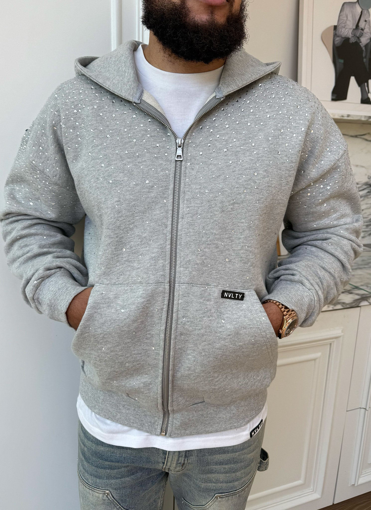Vintage Flooded VVS Zip Hoodie - Grey
