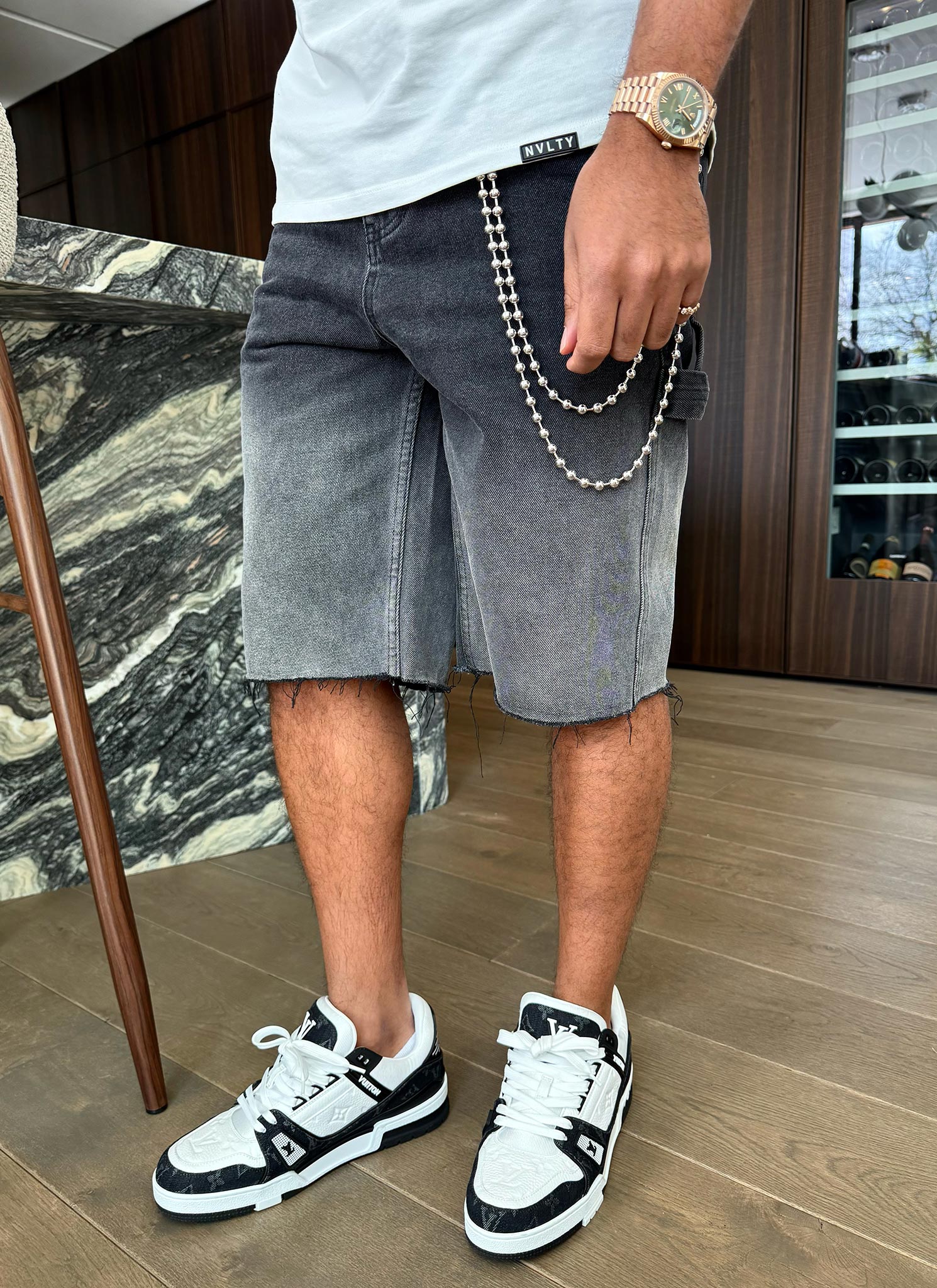 Vintage Deep Fade Denim Shorts - Black