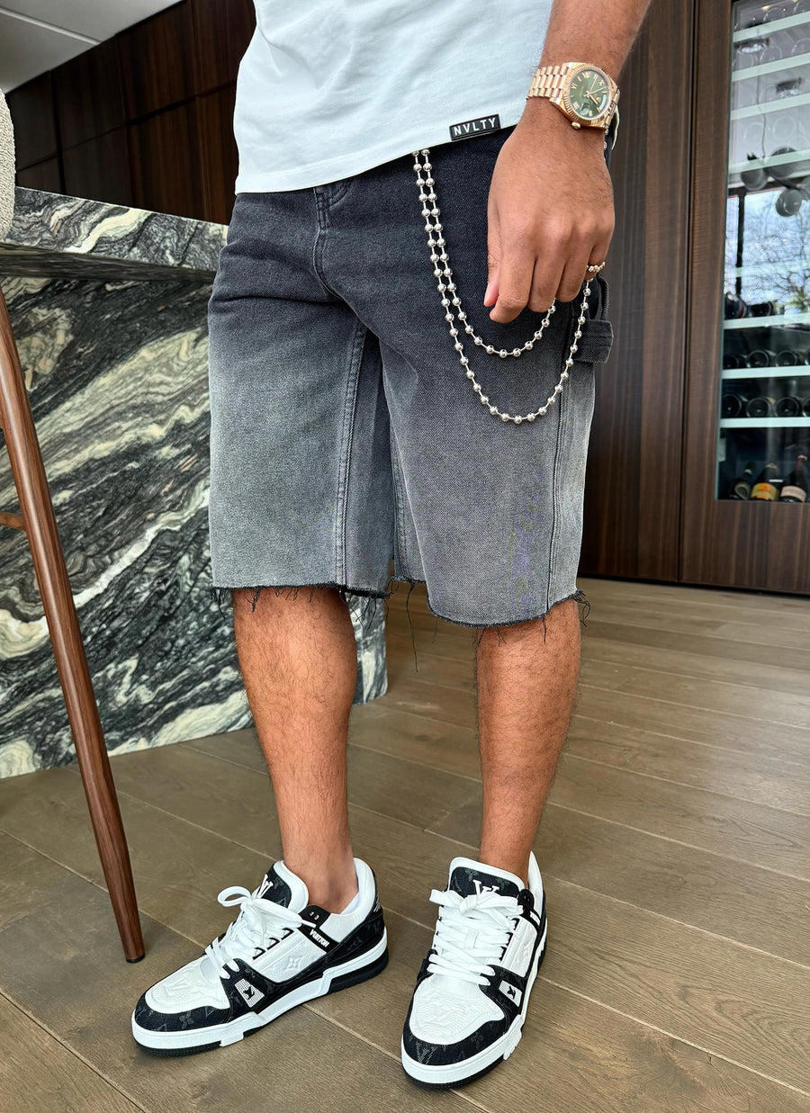 Vintage Deep Fade Denim Shorts - Schwarz