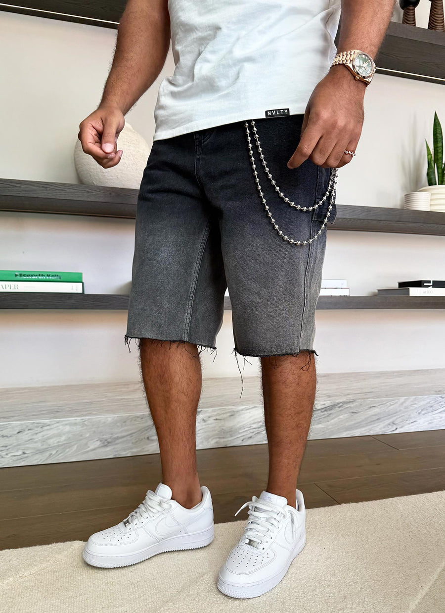 Vintage Deep Fade Denim Shorts - Schwarz